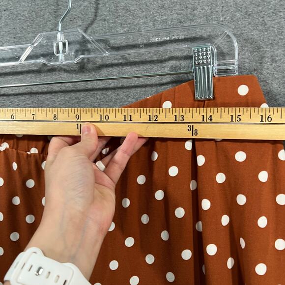 Girl With Curves Regular Wide Leg Printed Knit Pants Rust Dot, X-Large - Picture 6 of 9